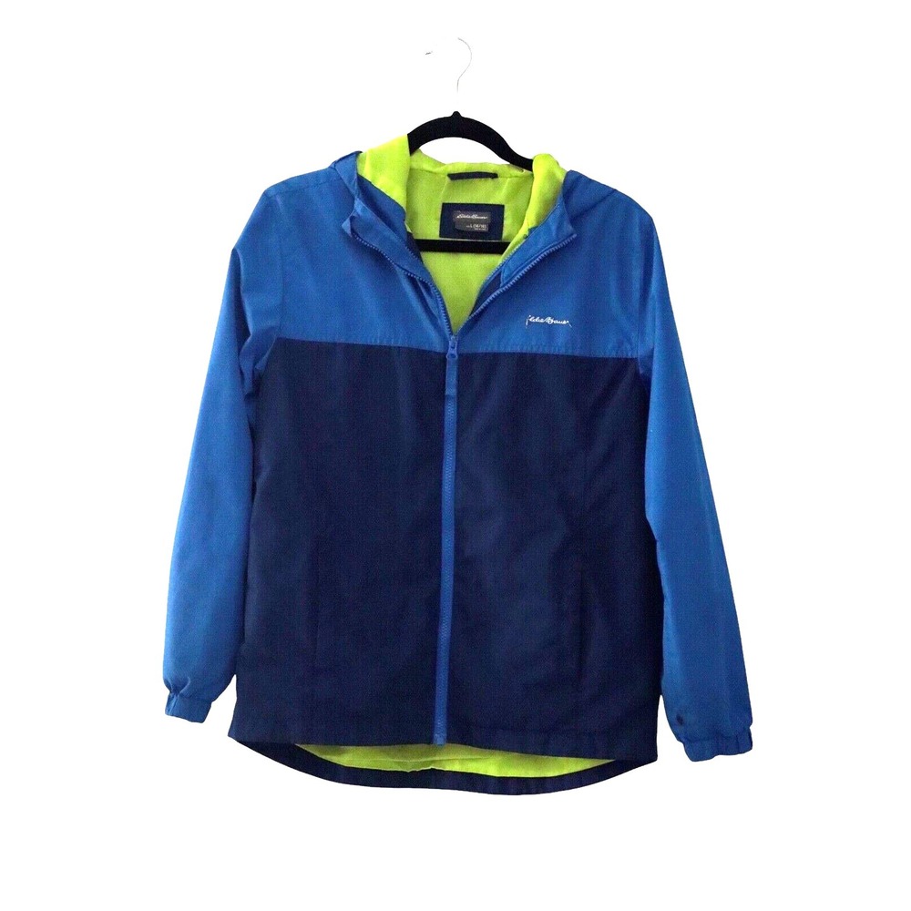 Eddie Bauer Kids Windbreaker Jacket L 14/16 Colorblock Blue Outdoor School Sport